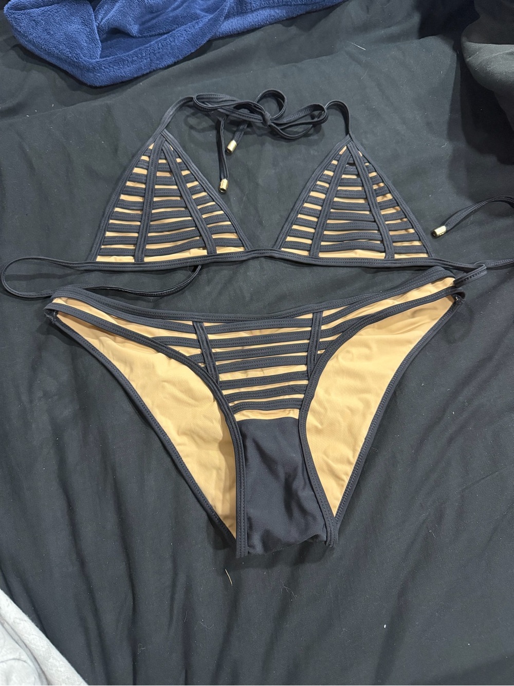 Black Strappy Triangle Bikini - Women's Swim